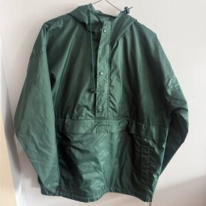 J.Crew Forest Green Hooded Anorak Windbreaker Pullover Jacket L
